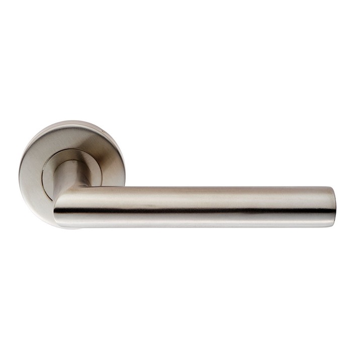 Mitred Oval Bar Lever Door Handle on Sprung Rose